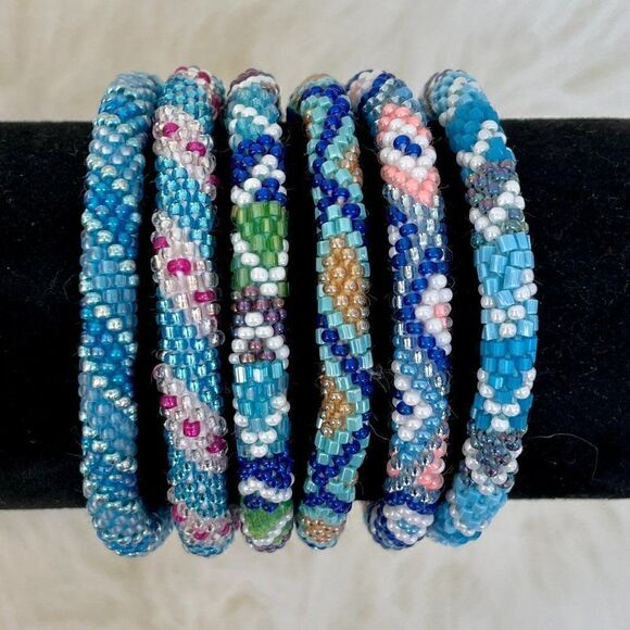 HAND CRAFTED in Nepal Beaded Bracelets (set of 6) #304 - Picture 5 of 5
